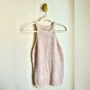 LOFT | Sleeveless Sweater Tank pink and cream women’s size small
